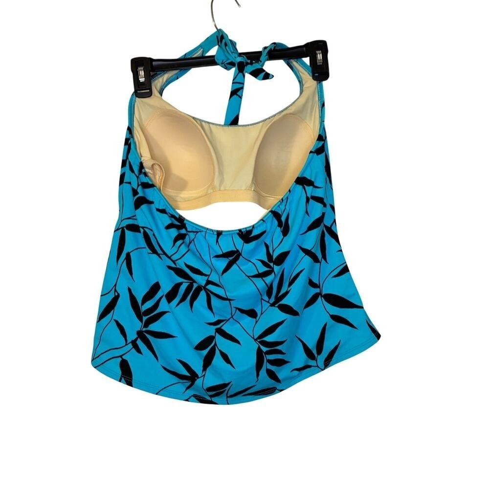 Miraclesuit Tankini Top Swimwear Padded Teal Black Halter Women US 16 Underwire - Picture 2 of 9